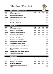 Wine list